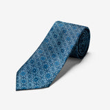 Navy Diamond Floral Long Tie