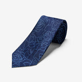 Navy Wavy Floral Long Tie