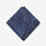 Navy Wavy Floral Pocket Square