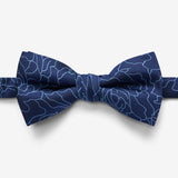 Navy Wavy Floral Bow Tie