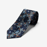 Blue Gray Floral Long Tie