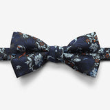 Blue Gray Floral Bow Tie