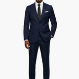Poly Blend Navy Slim Fit Peak Lapel Suit