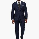 Poly Blend Navy Slim Fit Peak Lapel Suit