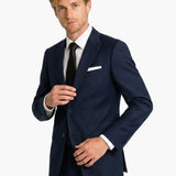 Poly Blend Navy Slim Fit Peak Lapel Suit