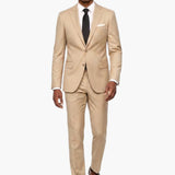 Premium Wool Beige Modern Fit Notch Lapel Suit
