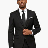 Premium Wool Black Slim Fit Notch Lapel Suit