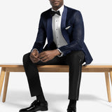 Navy Shawl Velvet Tuxedo Jacket Regular