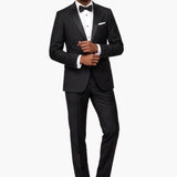 Premium Wool Black Modern Fit Notch Lapel Tuxedo