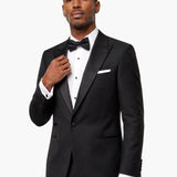 Premium Wool Black Slim Fit Peak Lapel Tuxedo