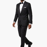 Premium Wool Black Slim Fit Peak Lapel Tuxedo
